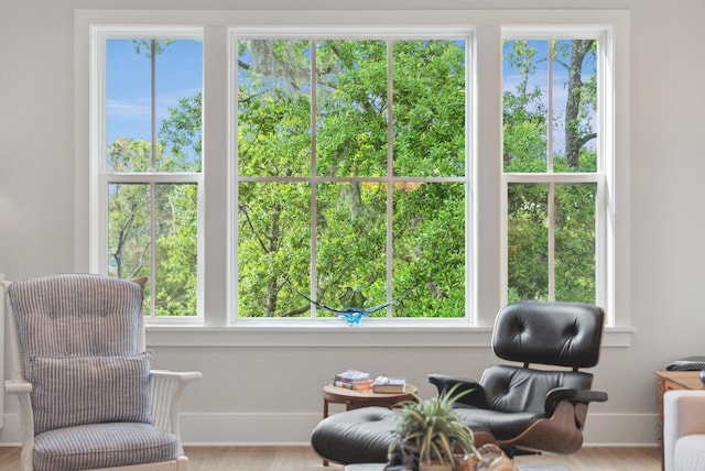 sitting room featuring baseboards and wood finished floors
