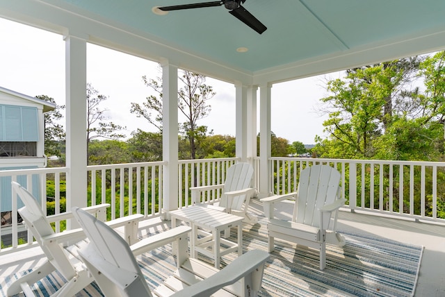 deck featuring a ceiling fan
