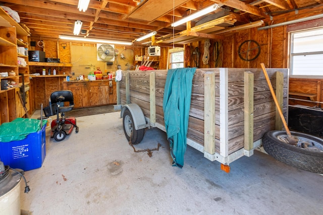 garage featuring a workshop area