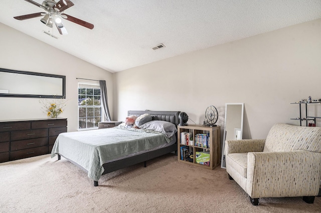 4987 Ballantine Dr, Summerville, SC 29485 - bedroom featuring light colored carpet, lofted ceiling, and ceiling fan