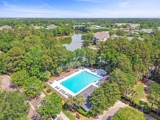 1317 Wild Olive Dr, Mount Pleasant, SC 29464 - bird's eye view of a nearby body of water and a pool area