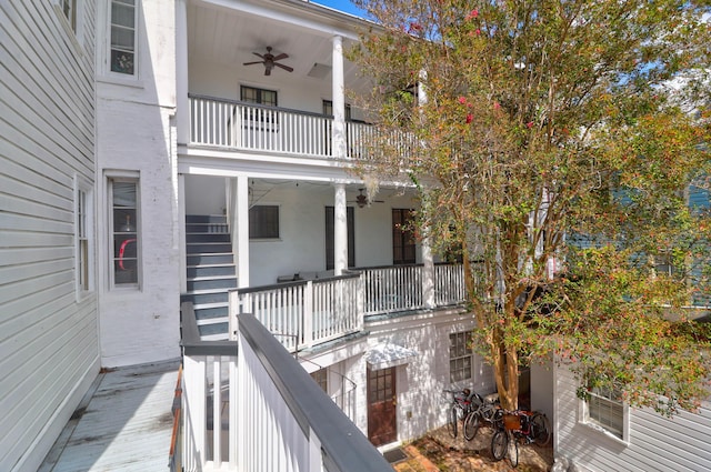 35 Society St Unit D, Charleston, SC 29401 - doorway to property featuring a ceiling fan and a balcony