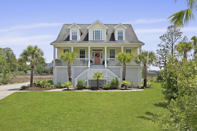 1216 Rivers Reach Dr, Charleston, SC 29492 - view of front of house featuring stairway, a porch, and a front lawn