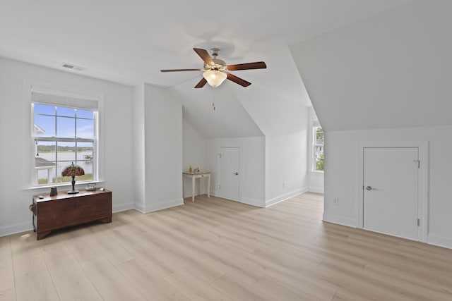 1216 Rivers Reach Dr, Charleston, SC 29492 - additional living space featuring light wood-style flooring, a ceiling fan, vaulted ceiling, and baseboards
