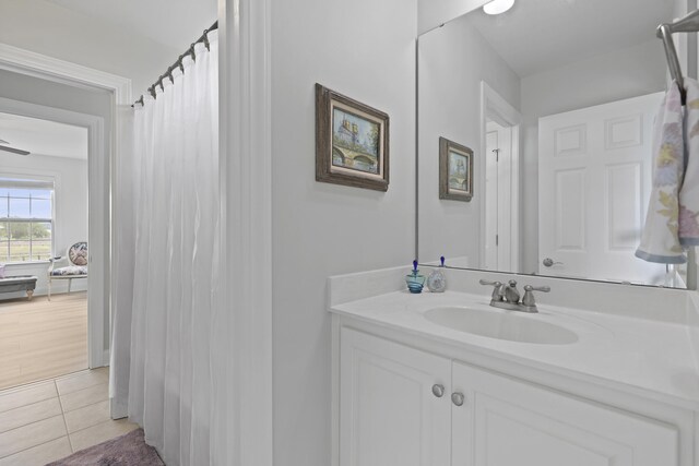 1216 Rivers Reach Dr, Charleston, SC 29492 - bathroom featuring vanity, tile patterned floors, and curtained shower
