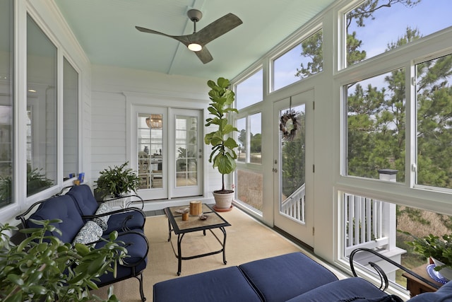 1216 Rivers Reach Dr, Charleston, SC 29492 - sunroom with ceiling fan and french doors
