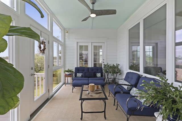 1216 Rivers Reach Dr, Charleston, SC 29492 - sunroom with an outdoor living space, healthy amount of natural light, and a ceiling fan