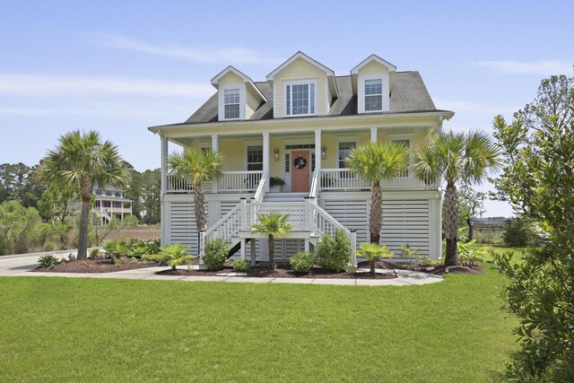 1216 Rivers Reach Dr, Charleston, SC 29492 - view of front of home featuring stairway, a front lawn, and covered porch
