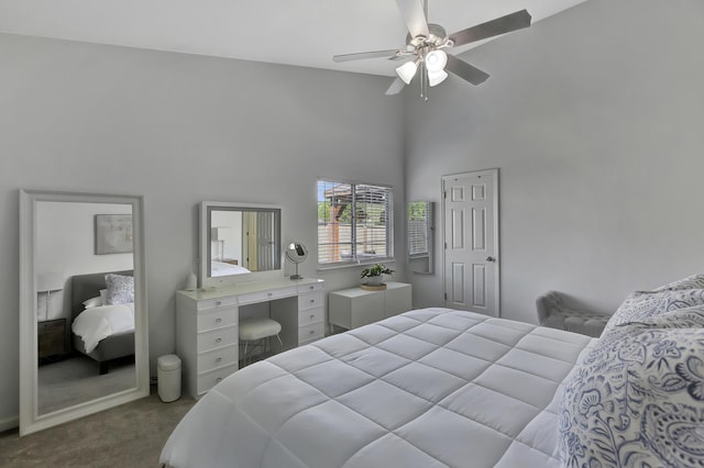 7838 Long Shadow Ln, North Charleston, SC 29406 - bedroom featuring carpet flooring, a towering ceiling, and ceiling fan