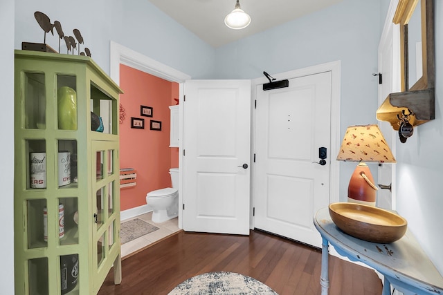 entryway featuring dark wood-type flooring