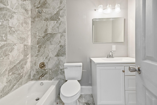 full bathroom featuring toilet, vanity, and tiled shower / bath