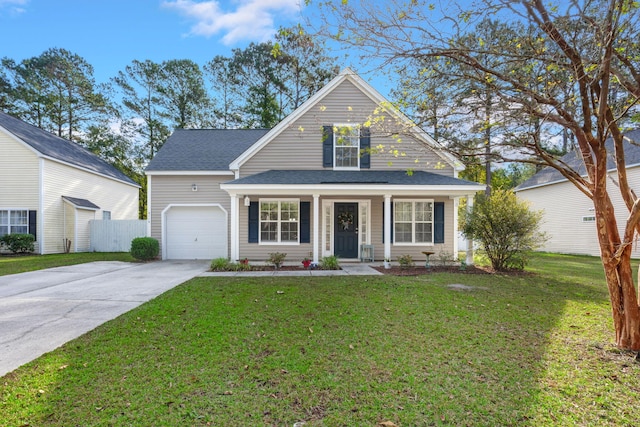 view of front facade featuring a garage and a front yard