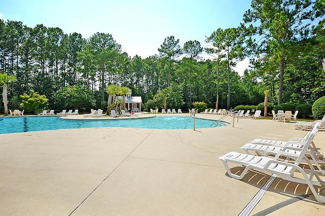 view of pool featuring a patio area