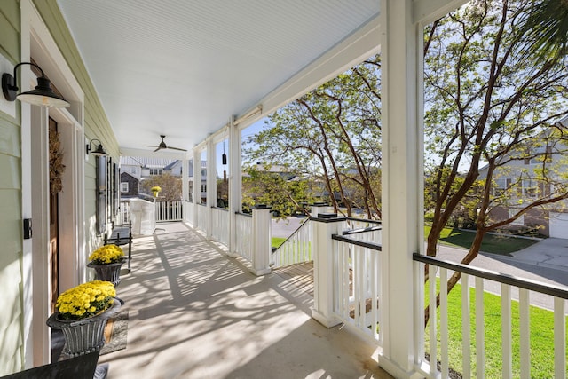 view of patio / terrace featuring ceiling fan