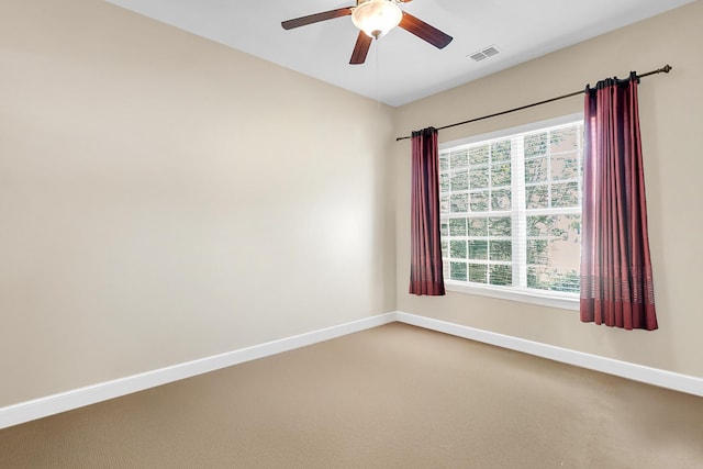 522 Tidewater Chase Ln, Summerville, SC 29486 - empty room featuring baseboards, a ceiling fan, light colored carpet, and visible vents