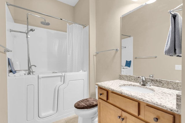 522 Tidewater Chase Ln, Summerville, SC 29486 - bathroom featuring shower / bath combo with shower curtain, tile patterned floors, toilet, and vanity