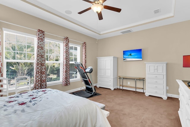 522 Tidewater Chase Ln, Summerville, SC 29486 - bedroom featuring light colored carpet, a tray ceiling, visible vents, and baseboards