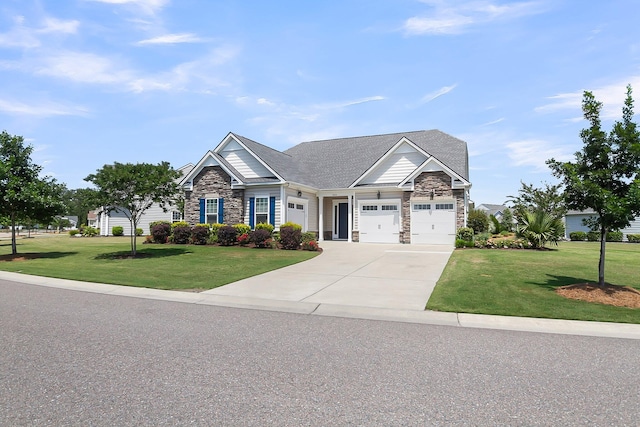 522 Tidewater Chase Ln, Summerville, SC 29486 - craftsman house featuring a garage, a front yard, driveway, and stone siding