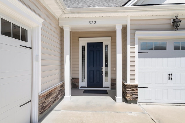 522 Tidewater Chase Ln, Summerville, SC 29486 - doorway to property with roof with shingles and stone siding