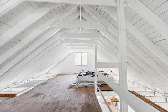 view of unfinished attic