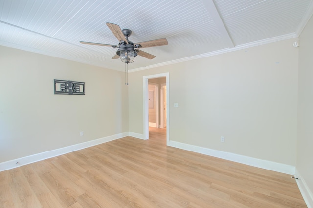 208 State St, Walterboro, SC 29488 - spare room featuring ceiling fan, crown molding, baseboards, and light wood-style floors
