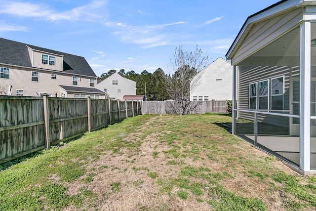 view of yard featuring a fenced backyard