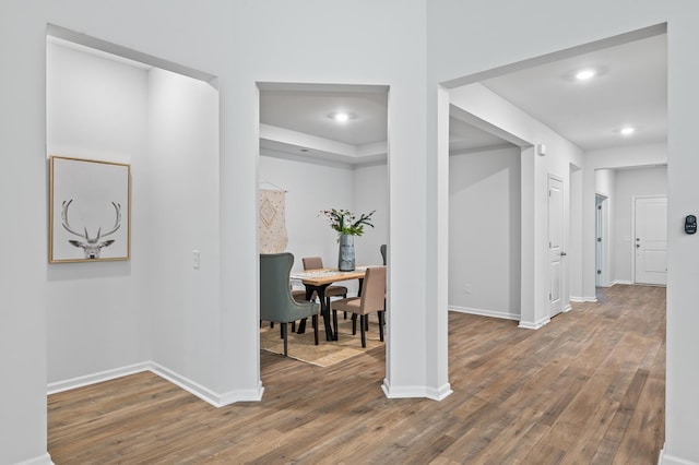 209 Country Gate Ln, Summerville, SC 29485 - hallway featuring hardwood / wood-style flooring, baseboards, and recessed lighting