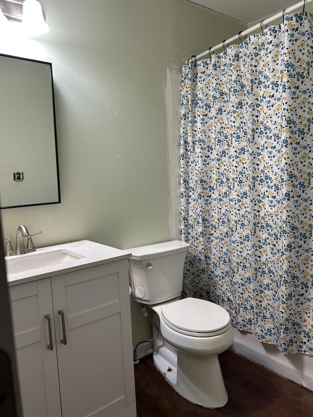 129 Bramwell Dr, Summerville, SC 29485 - bathroom featuring wood finished floors, toilet, vanity, and shower / bath combo