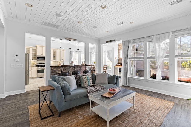 sunroom / solarium with wood ceiling