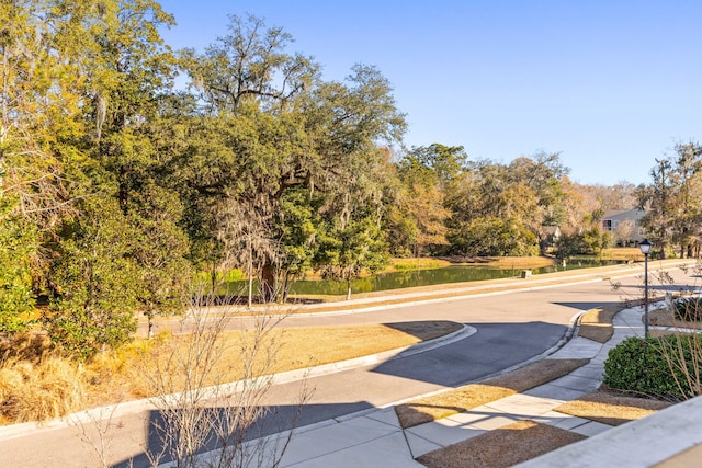 surrounding community featuring a water view