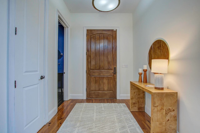 foyer entrance featuring hardwood / wood-style floors