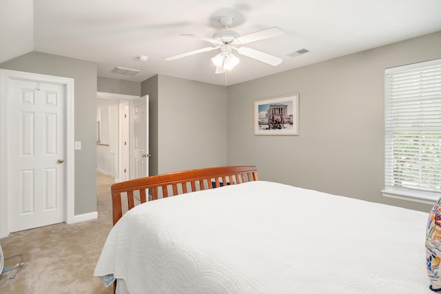 1977 Pierce St, Charleston, SC 29492 - bedroom featuring visible vents, light colored carpet, baseboards, and ceiling fan