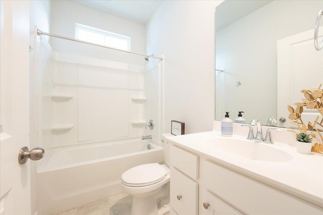 full bathroom featuring vanity, toilet, and tub / shower combination