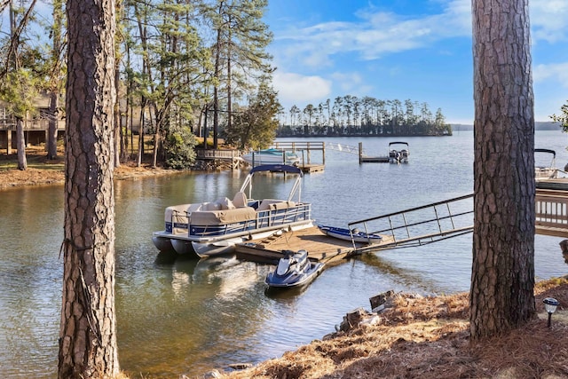 view of dock featuring a water view