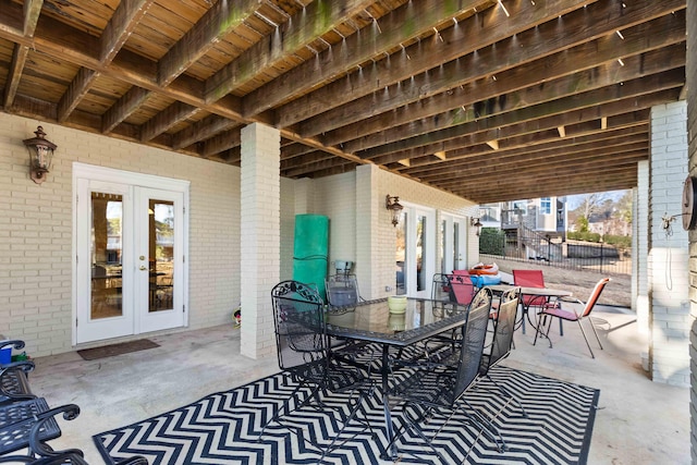 view of patio / terrace featuring french doors