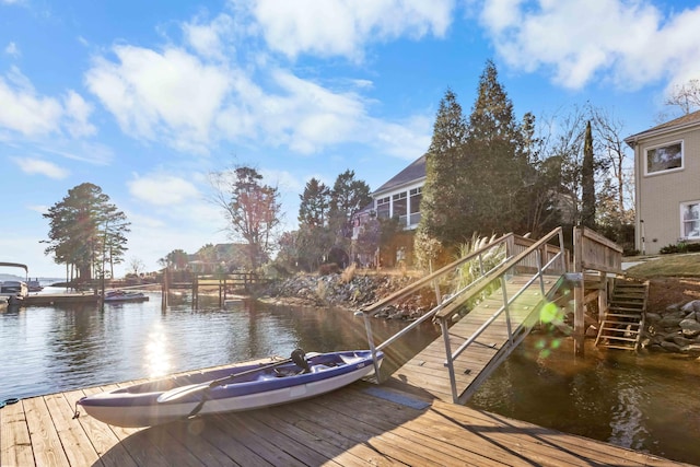 dock area featuring a water view