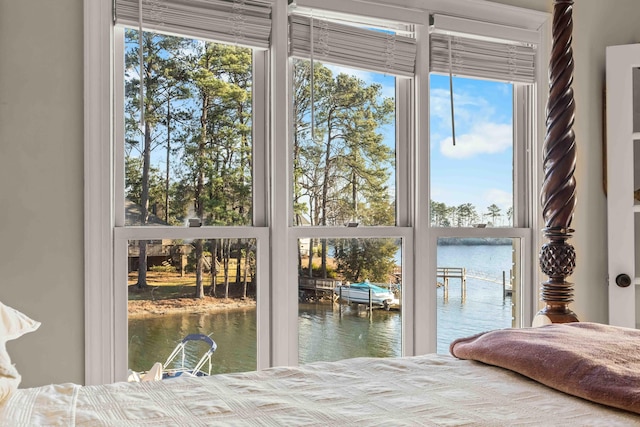 bedroom with a water view