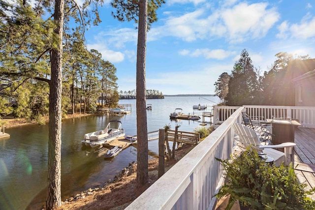 dock area featuring a water view