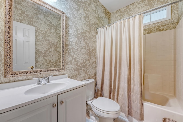 1148 Black Rush Cir, Mount Pleasant, SC 29466 - full bath featuring toilet, vanity, shower / bath combo, and wallpapered walls