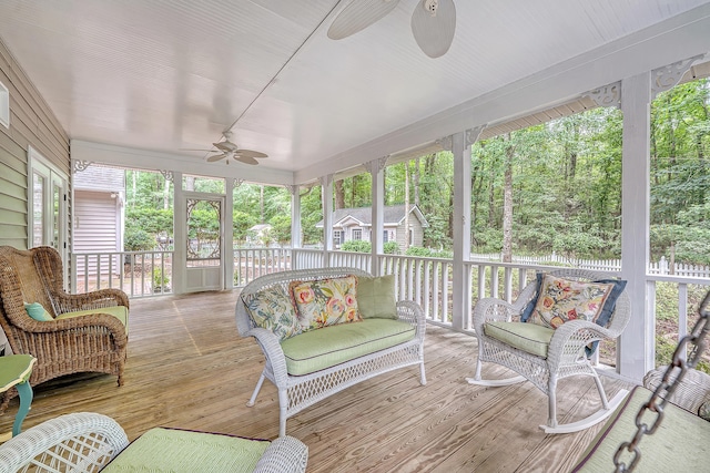 1148 Black Rush Cir, Mount Pleasant, SC 29466 - sunroom with ceiling fan and outdoor lounge area