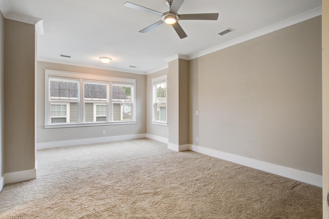 1363 Rivella Dr, Mount Pleasant, SC 29464 - carpeted spare room with crown molding, baseboards, and ceiling fan