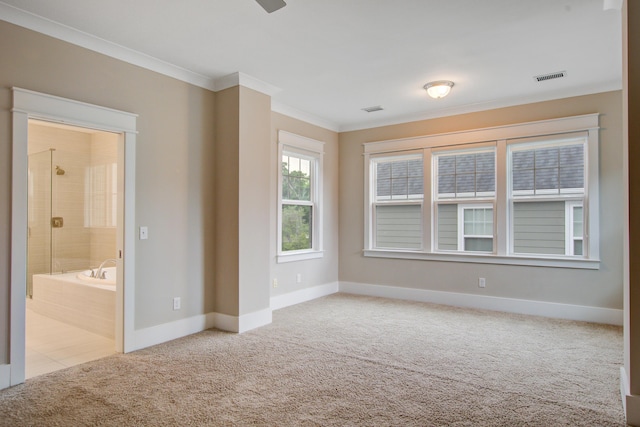 1363 Rivella Dr, Mount Pleasant, SC 29464 - carpeted spare room with crown molding, baseboards, and ceiling fan