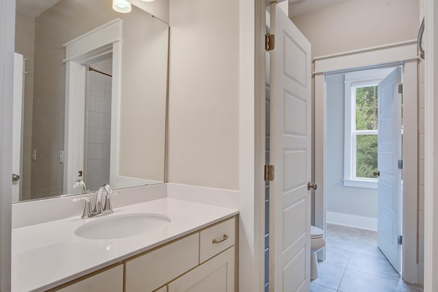 1363 Rivella Dr, Mount Pleasant, SC 29464 - bathroom with toilet, vanity, tile patterned floors, and baseboards