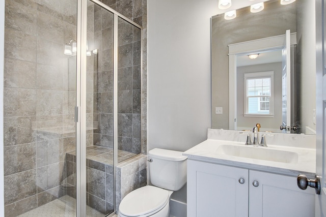 1363 Rivella Dr, Mount Pleasant, SC 29464 - bathroom featuring toilet, vanity, and a shower stall