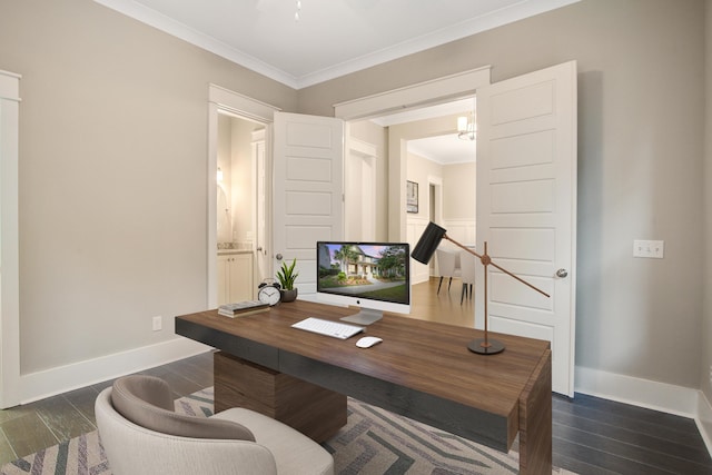 1363 Rivella Dr, Mount Pleasant, SC 29464 - office area featuring baseboards and crown molding