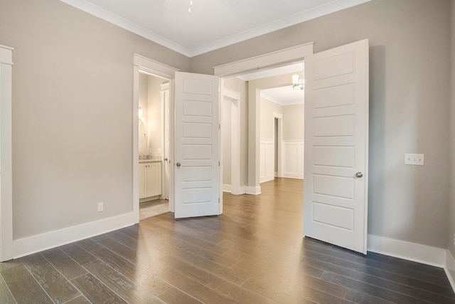 1363 Rivella Dr, Mount Pleasant, SC 29464 - unfurnished room featuring crown molding, dark wood finished floors, baseboards, and a chandelier