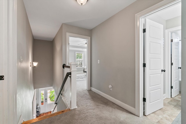 216 Foxbank Plantation Blvd, Moncks Corner, SC 29461 - hallway with an upstairs landing, healthy amount of natural light, baseboards, and light carpet