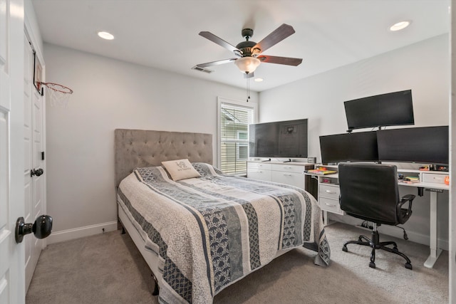216 Foxbank Plantation Blvd, Moncks Corner, SC 29461 - carpeted bedroom with baseboards, a ceiling fan, an office area, and recessed lighting