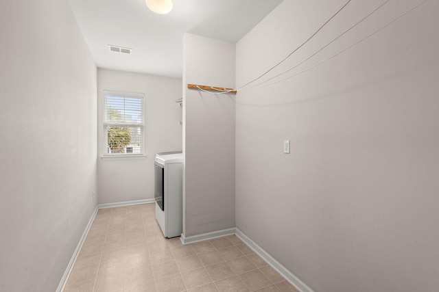 laundry room with laundry area, washer / clothes dryer, baseboards, and visible vents