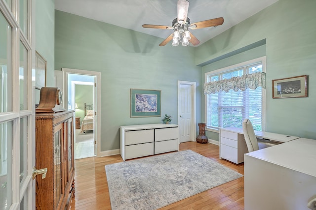 109 Waveney Cir, Goose Creek, SC 29445 - office featuring a high ceiling, ceiling fan, and light wood-style flooring